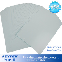 Blue Based Clear Inkjet Wasserrutsche Aufkleber Transferdruckpapier
